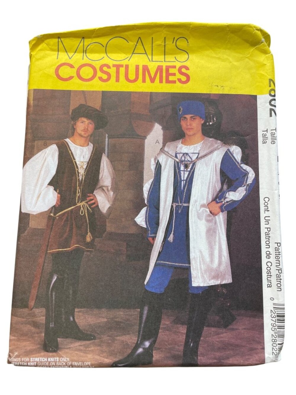 McCalls 2802 Sewing Pattern Large-XL Mens Renaissance Costume Theater Wear CUT